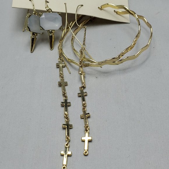 Mystique gold trio earring hoop,and dangle - Picture 2 of 3